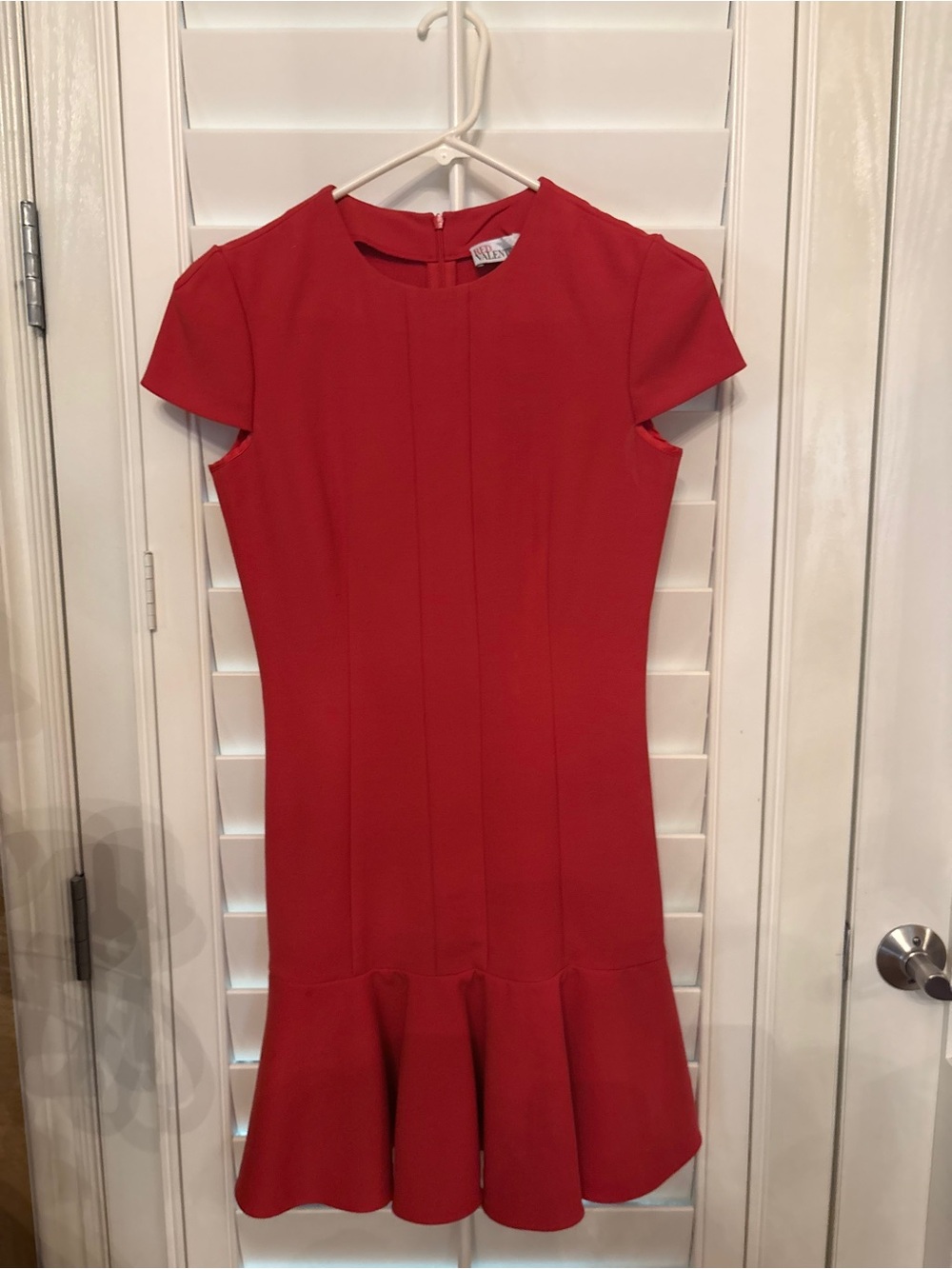 RED Valentino Vibrant Red Flared-Hem Short Sleeve Dress